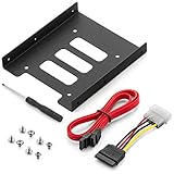 deleyCON Einbaurahmen für 2,5' Festplatten SSD's auf 3,5' Adapter Wechselrahmen Mounting Frame Halterung Schienen inkl. Schrauben SATA Kabel Stromadapter & Schraubendreher