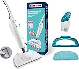 Leifheit Dampfreiniger CleanTenso Power 2.0 mit heißem Wasserdampf gegen Bakterien, Dampfmop mit kurzer Aufheizzeit und 50min Wischdauer, Dampfbesen für Eckenreinigung, Dampfwischer in modernem Design