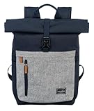 travelite Handgepäck Rucksack, Laptop Rucksack 15,6 Zoll, BASICS, Reiserucksack Rolltop Funktion, 60 cm, 35 Liter
