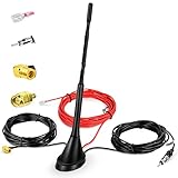 DAB Antenne, DAB+ Autoantenne mit SMB/SMA Adapter, Universeller Dach-Digitalradioempfänger-Verstärker mit 5M-Verlängerungskabel für FM AM/DAB+ Radio Pioneer, Clarion, JVC, Sony