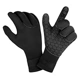 AOOSA 3mm Neopren Tauchhandschuhe, Erwachsene Fünf-Finger-Tauchhandschuhe, Thermo-Neoprenanzughandschuhe mit Elastischem Handgelenk und Rutschfesten Partikeln zum Tauchen, Surfen, Schnorcheln-M