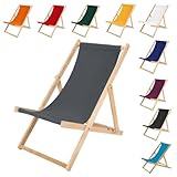 IMPWOOD Liegestuhl grau,Strandstuhl aus Holz,bis 100 kg,klappbar,Liege aus Buchenholz,Holzklappstuhl,Strandliege,Klappliege für Strand,Holz-Liegestuhl