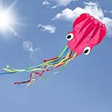 Octopus Drachen Groß, Hillylolly Flugdrachen Einleiner, Winddrachen Für Kinder, Drachenfliege, Drachen Steigen Spiele für Erwachsene, Kinder ab 10 Jahren, inkl Drachenschnur(Rosa)