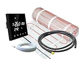 Elektrische Fußbodenheizung SunPro für Fliesen 160 W/m² - Komplett-Set mit Thermostat RT-50 touch/schwarz (4 m² - 0,5 x 8 m)