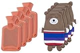infactory 4er-Set Kinder-Wärmflaschen mit Teddybär-Bezug, 1 Liter