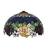 GDLight 16-Zoll Tiffany-Stil Lampenschirm Ersatz, Nur Florale Buntglas-Lampenschirme Pastoral Lampenschirm Ersatz für Tischlampe Hängelampen Stehlampen