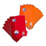 Oxford Collegeblock A4 kariert und liniert, 80 Blatt, rot und orange, 10 Stück