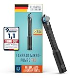 Alphatrail Mikropumpe Ted - Für alle Ventile 8,3 Bar / 120 PSI Maximaldruck I Effiziente Teleskopfunktion I CNC gefräste Aluminium Luftpumpe I Fahrradpumpe für französisches Ventil, Auto-Ventil & DV