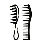 Haarkamm, 2 Stück Breite Zahnkämme Professioneller Friseur Antistatischer Grobzinkiger Hitzebeständiger Kit für Frauen Männer (Schwarz)