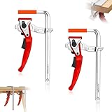 2 Stück Hebelzwinge, Ganzstahl Tischzwinge mit Hebelgriff, Hebelzwinge, Schnellspanner mit 160mm Kapazität und 60mm Kehlentiefe zum Schleifen, Schneiden