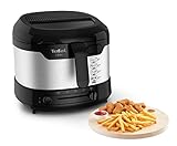 Tefal Uno M Fritteuse, 1470 Watt, Kapazität: 1 kg, Einstellbares Thermostat, Sichtfenster, Abtropfposition, Edelstahl, schwarz, Medium, FF215D