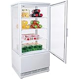 ZORRO - Kühlvitrine weiß Kuchenvitrine Gastro - 80 Liter - R600A - 4-Seitig Doppelverglast