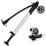 Zaxiva Hochdruck Dämpferpumpe(Max 300 PSI), Mini Dämpferpumpe mit Manometer und Entlüftungstaste, 2 in1 Fahrrad Gabelpumpe/Hinterradaufhängung pumpe und Fahrradreifen pumpe für MTB, Rennrad