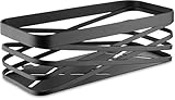 HOMELYN Duschablage ohne Bohren I Edelstahl I Modernes schwarzes Design I B22 cm x T10 cm x H7 cm I Klebepad-Befestigung, extrem hohe Tragkraft, sicherer Halt I Mit 5 Haken inkl. Rasiererhaken