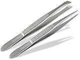 Solingen Profi Pinzetten Set Haar Zupfpinzetten 2-Teilig Spitz Schräg Präzise Made in Germany Solinger Augenbrauenpinzette aus rostfreiem Edelstahl