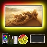 Liwqolx Led TV Hintergrundbeleuchtung 1M, Smart Led App Fernbedienung Led backlight, Bluetooth Lichtband Selbstklebend Sync mit Musik für 32-50 Zoll TV