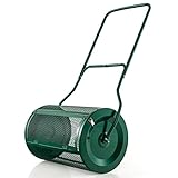 RELAX4LIFE Rasenstreuer 60x41cm, Gartenstreuer 75L, Torfmoosstreuer mit U-Griff Metallnetzkorb, Kompoststreuer für Kompost Torfmoos Oberboden, Samenstreuer für Garten Rasen (Grün, 80L-68x39x124)