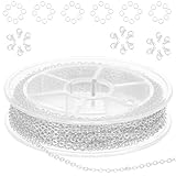 COMNICO 10 m Edelstahl Schmuckkette 1.5 mm Gliederkette Halsketten mit 20 Karabinerverschluss und 50 Sprung Ringe Basteln Zubehör für Schmuckherstellung (Silber)