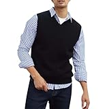 Herren Strickweste Ärmellos Pullunder V Ausschnitt Strickpullover Tracht Pullover ohne Ärmel Grobstrickpullover Warm Herrenpullover Casual Pulli Winter Strickpulli Männer Sweater Sleeveless