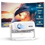 Beamer丨[Elektrischer Fokus丨Auto Keystone] 4K Full HD 1080P Unterstützt,WiFi 6 und Bluetooth丨Mini beamer, 300 Zoll, 360-Grad-Drehbar Projektor, Ideal für Heimkino丨Outdoor Beamer Kompatibel mit Handy,PC