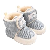 TMEOG Baby Winterschuhe Thermo Babyschuhe Krabbelschuhe Fleece Baby Boots Rutschfest Warme Booties Baby Stiefel Gefütterte Neugeborene Walk Schuhe für Mädchen Jungen(Blau,0-6 Monate)
