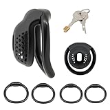 eegroh Keuschheitskäfig Herren Set, Wabenlüftung peniskäfig mit 4 Penis Ringen Harz - Leicht Chasity Cage SM Sexspielzeug für Männer und Paare, Keuschheitsgürtel Mann (Black)