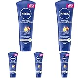 NIVEA Intensive Pflege Hand Creme, reichhaltige Hautcreme mit Mandel-Öl für intensive Feuchtigkeit, Hautpflege mit dem einzigartigen NIVEA Duft (100 ml) (Packung mit 5)