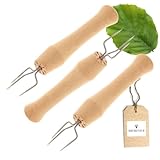3x HOFMEISTER® Pellkartoffel-Gabel, Made in Germany, ohne Plastik, perfekt als Spieß für Pellkartoffel oder Maiskolben-Halter, aus Edelstahl rostfrei, Griff aus Buchenholz