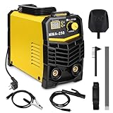 MMA Elektrodenschweißgerät 250A,IGBT Inverter E-Hand Schweißgerät,Mini Elektroden Schweißgerät, einstellbare Leistung,eingebaute Belüftung,Arc Force und Anti-Stick-Funktionen mit Arbeitsklemme