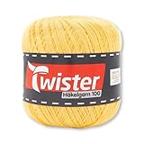 Frida's Wollhaus Twister 100 g Häkelgarn 100 Baumwolle mercerisiert gekämmt gasiert 18 Farben (22 | Gelb)
