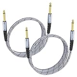 JOLGOO 1/4 Zoll Gitarren-Instrumentenkabel 2 Stück, 1/4 Zoll TS Gitarrenkabel, Viertel-Zoll-Kabel, für E-Gitarre, Bass, Tastatur, Mixer, Verstärker, Lautsprecher, elektrische Mandoline, 1 m