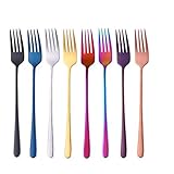 SBOMHS Tafelgabeln 18/10 Edelstahl Menügabeln Buntes Essgabeln 8 Stück Abendessen Gabeln set 21,5 CM Titan Gabel