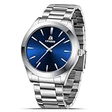 LN LENQIN Uhren Herren Edelstahl Herren Uhr 30m wasserdichte Armbanduhr Analoge Quarz Uhr Mode Freizeit Uhren für Männer