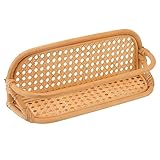 Aoaoy Rattan-Wandregal, Handgefertigtes Rattan-Hängeregal, Wandregal für Badezimmer, Küche, Wohnzimmer