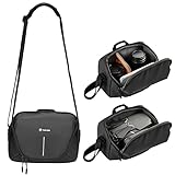 TARION Kameratasche DSLR Fototasche wasserdichte Kamera Umhängetasche mit Tragegurt und Zubehör-fächern für Spiegelreflexkamera Systemkamera Objektive Zubehör - Schwarz (Zone Begleittasche)