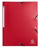 Exacompta - Opak 55705E - Karton mit 50 Gummizugmappen - Hüllen mit 3 Klappen - aus recyceltem Polypropylen - Maße 24 x 32 cm für Dokumente im A4-Format - rot