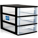 Schubladenbox A4 Schubladenschrank Kunststoff Schreibtisch Organizer mit 3 transparenten Schubladen Aufbewahrungsturm (5,45L Schubladen)