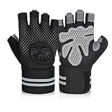 flintronic Fitness Handschuhe, Trainingshandschuhe für Damen und Herren, Belüftete Fitness Handschuhe mit Handgelenkband, Kompletter Handflächenschutz für Gym Übung, Krafttraining, Bodybuilding (L)