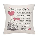 Bommex Geschenk für unsere Oma Kissenbezug für unsere Oma Geschenk für Oma von Enkeltochter Enkel Oma Kissenbezug von Enkelkindern Oma Geburtstagsgeschenk Muttertag GiWeihnachtsgeschenk (unsere Oma)