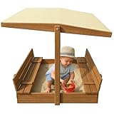 ZOLTA Sonnendach für Holzsandkasten 118,5x127,5 cm aus Polyestergewebe UV-Schutz Dach Polyester 160 g/m² Wetterfest Ecru Ersatzdach Kinder Sandkasten Abdeckung Leicht zu Montieren Outdoor Spielplatz