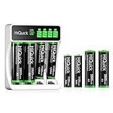 HiQuick Universal Akkuladegerät mit 4 AA Akkus + 4 AAA Akkus, Ladegerät für NI-MH/NI-CD Mignon AA Micro AAA Akku, HD LCD Display, schnelle ladegerät für wiederaufladbare batterien