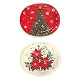 Einwegteller aus Papier, oval, 33 x 26,7 cm, 2 Designs (24 Teller)