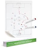 EASYCLING Magique Taktiktafel Fußball Selbsthaftend - Statische Taktikfolie Fußball mit 25 Blatt & 2 Boardmarker Inkl, Abwischbar und Wiederbeschreibbar, Geeignet für alle glatten Flächen, 80cmx60cm