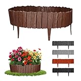 GARDENIX 2.3m Holzoptik Rasenkante Kunststoff 4 Module - Beetumrandung Garten, Beeteinfassung Braun, Beetbegrenzung, Flexible Blumenbeet Umrandung, Beetzaun, Gartenpalisade Holz, Beetkanten