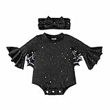 Generisch Baby Fledermaus Kostüm Halloween Strampler Neugeborene mit Haarband,Fledermaus Kinder Halloween Kostüm Mädchen Jungen Faschingskostüm Baby