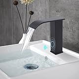 Sensor Wasserhahn für Bad und Küche, Waschbeckenarmatur aus Edelstahl Berührungslose Automatische Mischbatterie mit Temperaturregelung für Waschbecken (Schwarz)