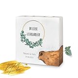 Hochzeitskerze Eukalyptus (Mit Docht, Ø8 x 20 cm mit Holzelement)