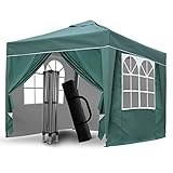 SANHENG Pop-Up-Pavillon, Pop-Up-Zelt mit Gewichten, vollständig wasserdicht, Allwetter-Pavillon, ideal für Outdoor-Partys, Camping (3 x 3 m, Grün)