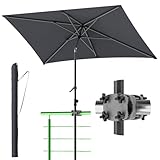 4smile Sonnenschirm Balkon 210x140 cm, Anthrazit – UV50+ rechteckig, höhenverstellbar mit Kurbel, für Garten & Terrasse, inkl. Sonnenschirmhalter und Schutzhülle
