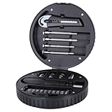 Supvox 20 Stück Reifenreparaturset mit Autoreifenförmigem Koffer Multifunktionales Handwerkzeugset für Heimwerker und Techniker Kompaktes Reparatur Werkzeug für Fahrrad und Auto